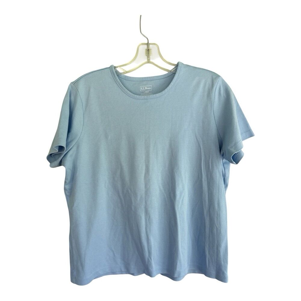 L.L Bean Blue T-Shirt Top Women’s Large Petite Short Sleeve Casual 100% Cotton